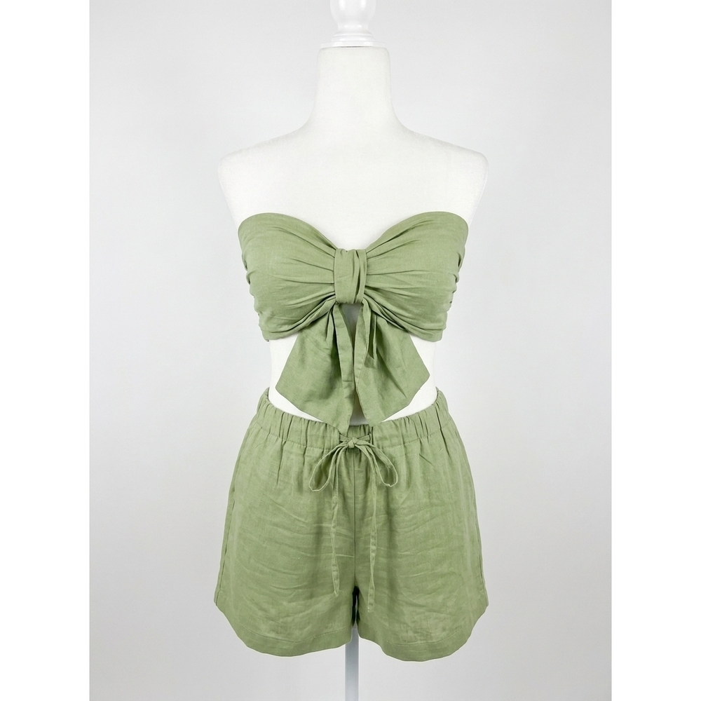 NEW LE LIS lola bow tube top in green